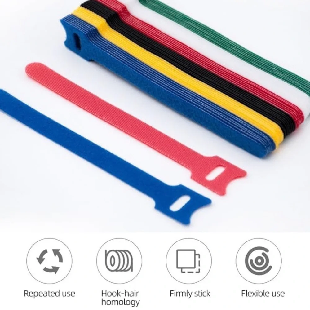 💞 New 20-Count Pack of White Reusable Hook & Loop Cable Organizer Straps